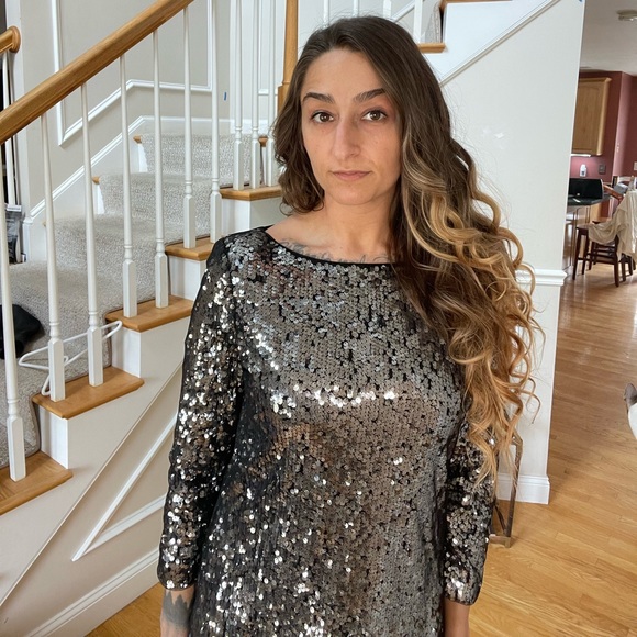 T. Tahari Silver Sequin Night-Out Dress - Picture 6 of 14